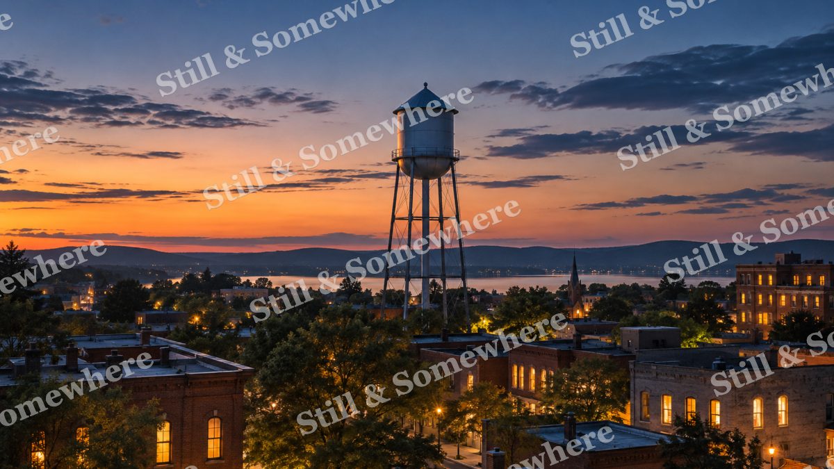 Lights Small Town Water Tower, city lights artwork preview