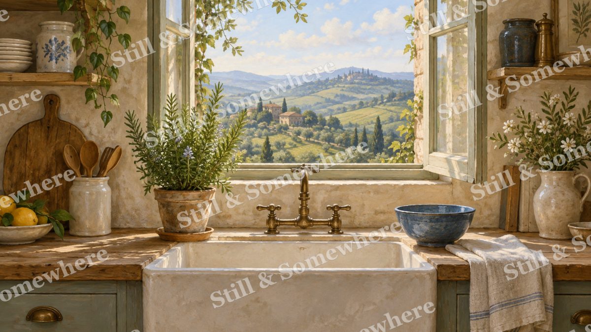 Rosemary and Linen by the Sink, cottages artwork preview