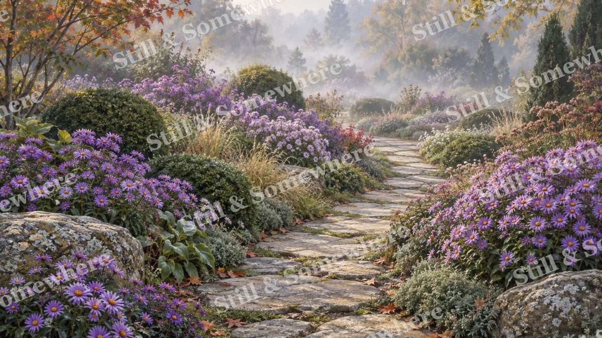 Stone Path through the Aster Garden, gardens artwork preview