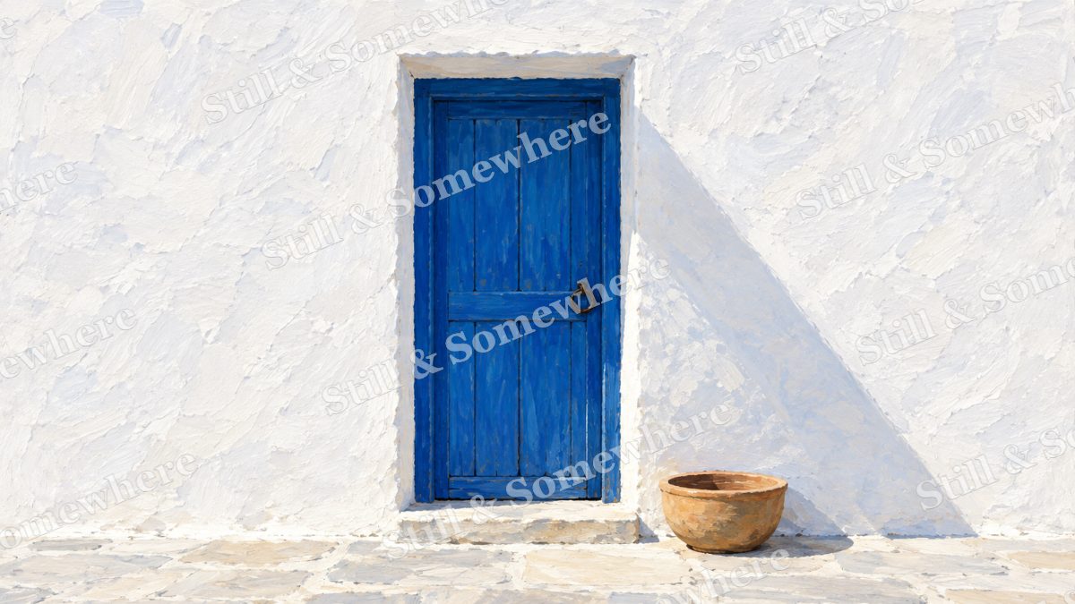 Blue Door at Noon, paintings artwork preview