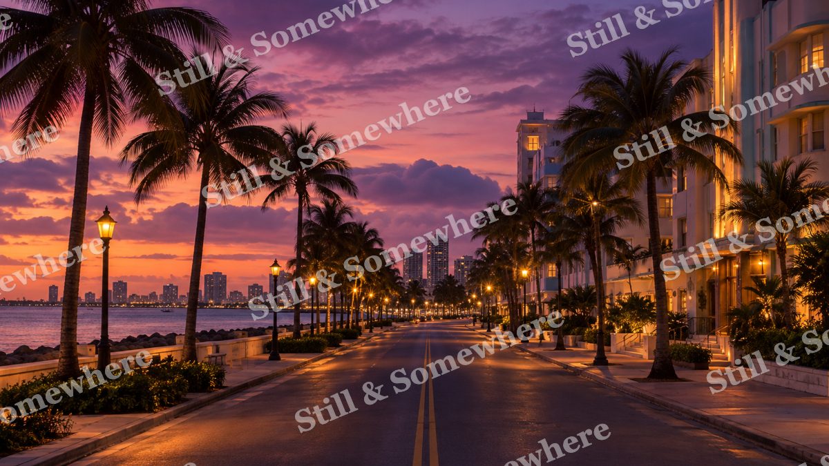 Lights Palm Lined Boulevard Dusk, city lights artwork preview