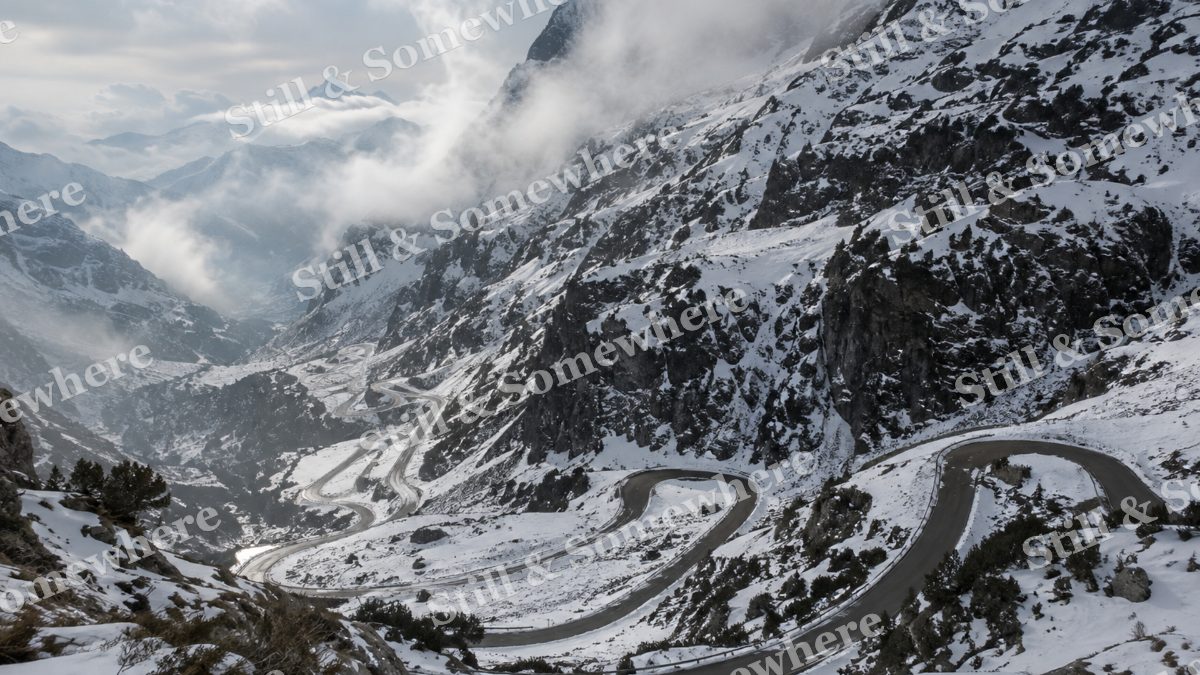 Snowy Mountain Pass Switchbacks, mountains artwork preview