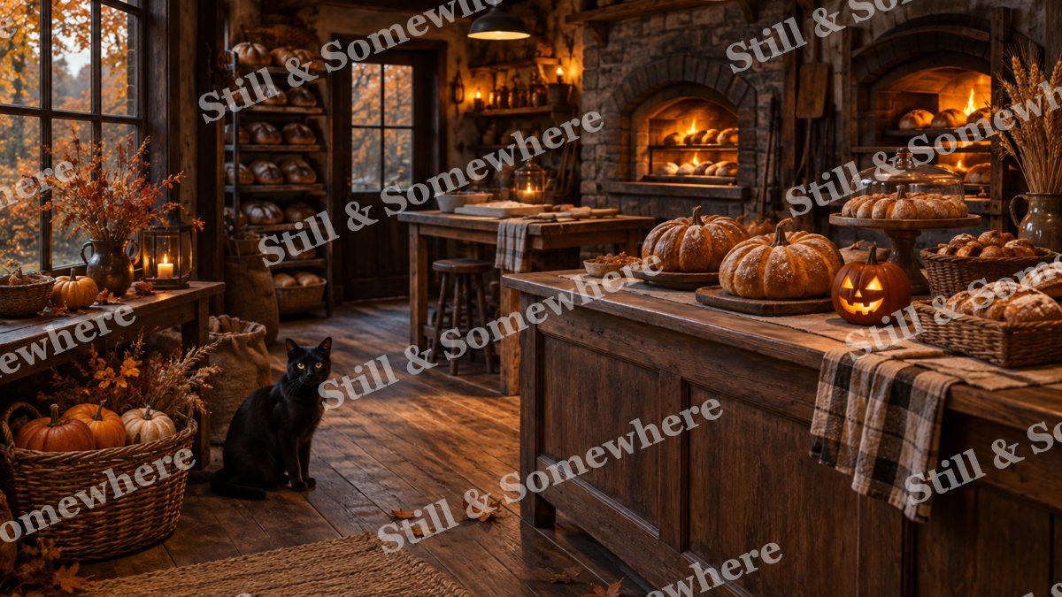 Black Cat at the Bakery, halloween artwork preview