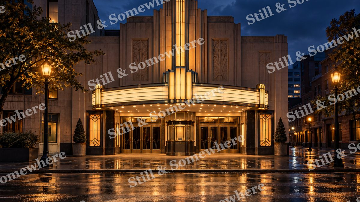 Lights Art Deco Cinema Evening, city lights artwork preview