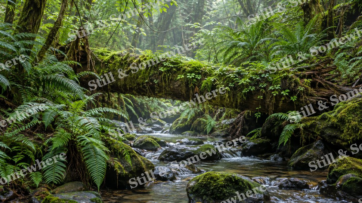 Fern Gully with Mossy Log, scenery artwork preview