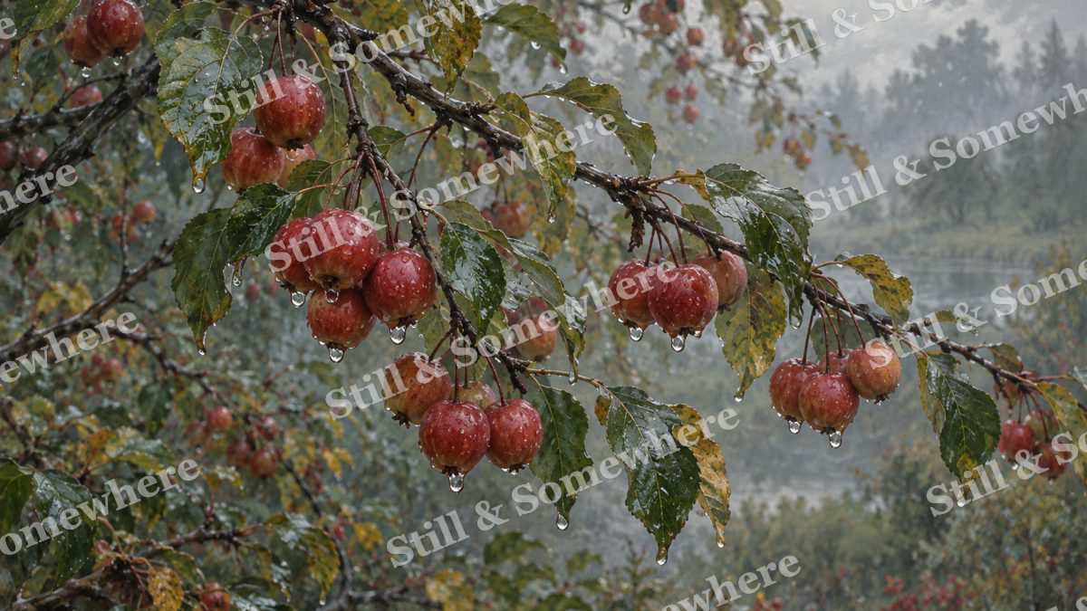 Crabapples after the Rain, botanicals artwork preview
