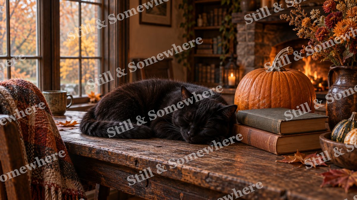 24 Black Cat In The Bookshop, halloween artwork preview