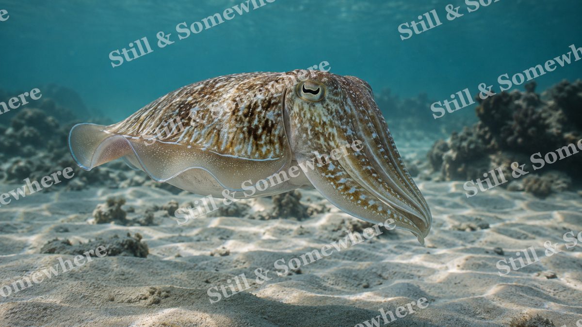 Hovering Cuttlefish, ocean artwork preview