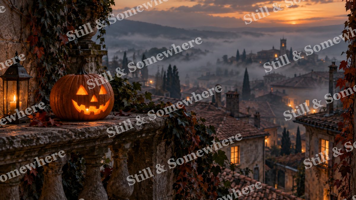 Pumpkin on the Stone Balcony, halloween artwork preview