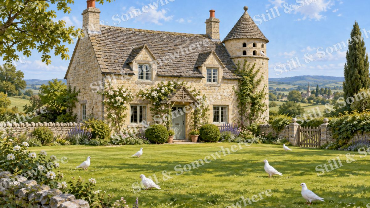 Dovecote Cottage at Noon, cottages artwork preview
