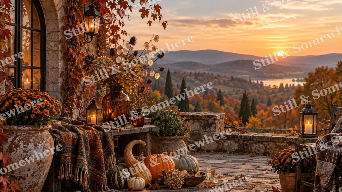 39 Amber Glass And Gourds, halloween artwork preview