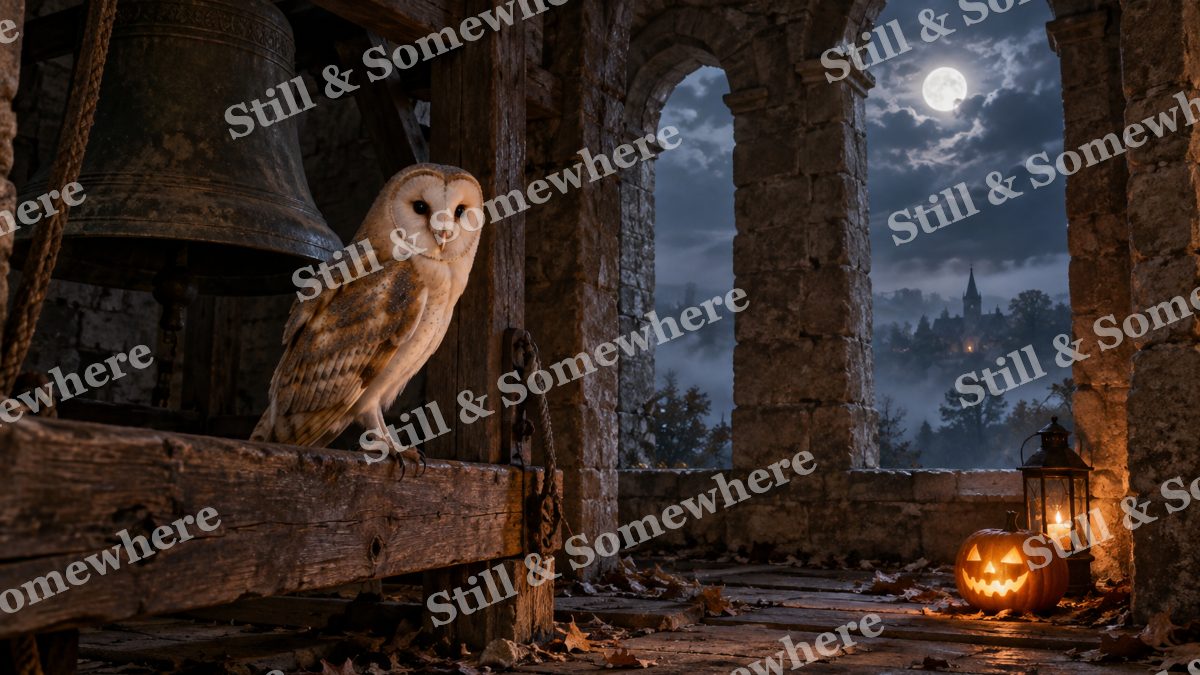 Owl in the Bell Tower, halloween artwork preview