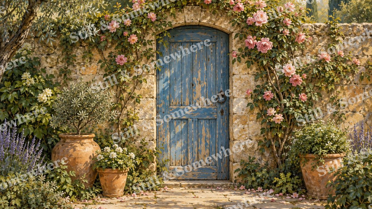 Blue Door in the Walled Garden, gardens artwork preview