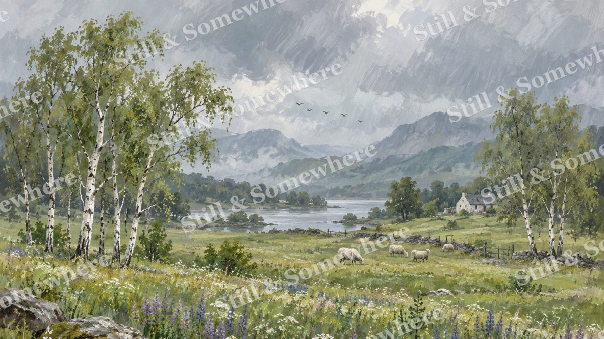 Silver Birch in Spring Rain, paintings artwork preview