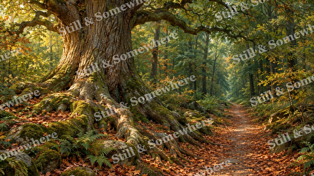 Old Oak beside the Woodland Path, forests artwork preview