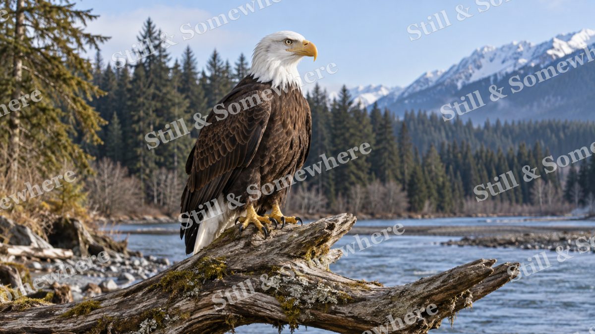 Bald Eagle River Perch, wildlife artwork preview