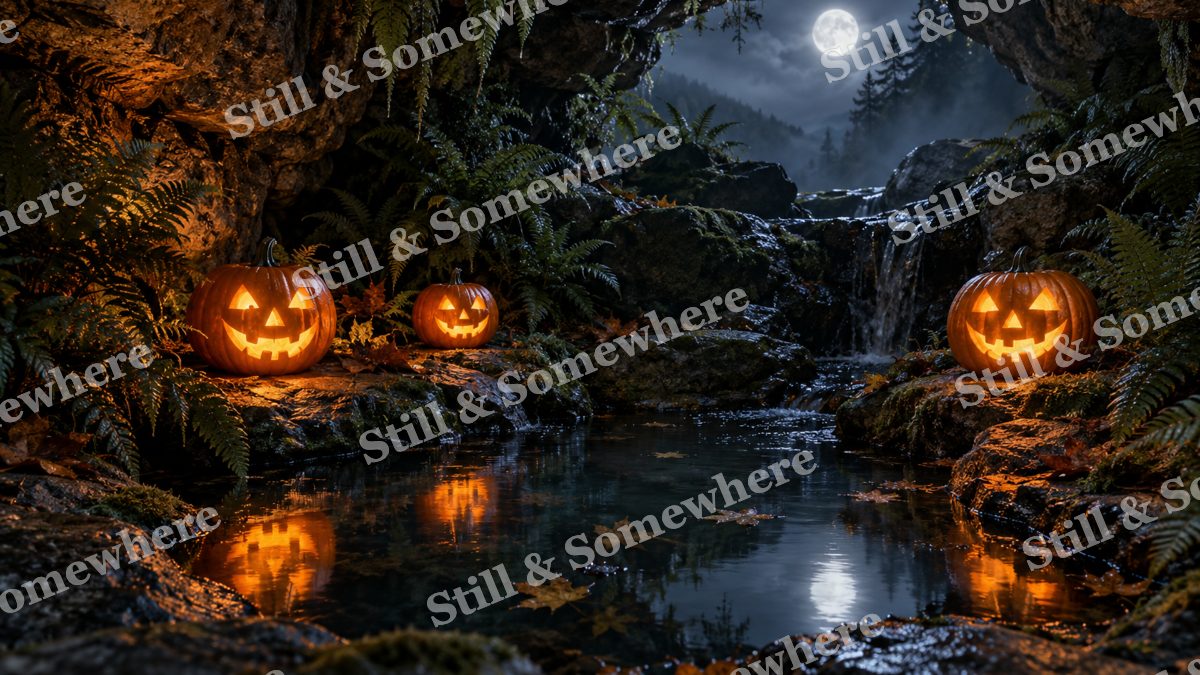 Pumpkin Lights in the Fern Grotto, halloween artwork preview