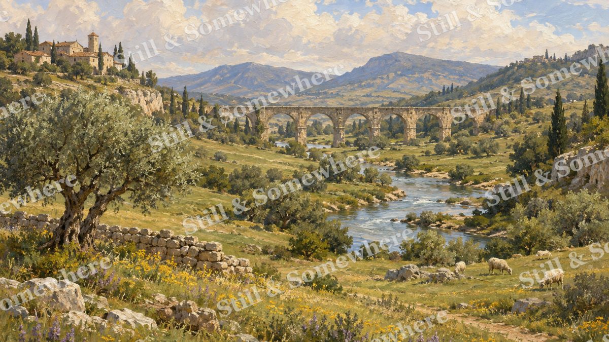 The Old Stone Aqueduct, paintings artwork preview