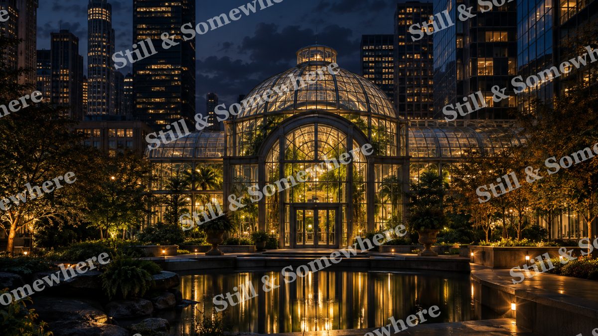 Lights Midnight Glass Atrium, city lights artwork preview