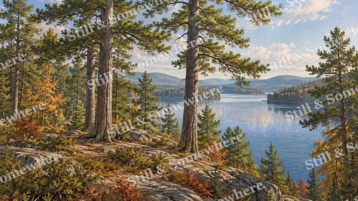 White Pines above the Lake, forests artwork preview