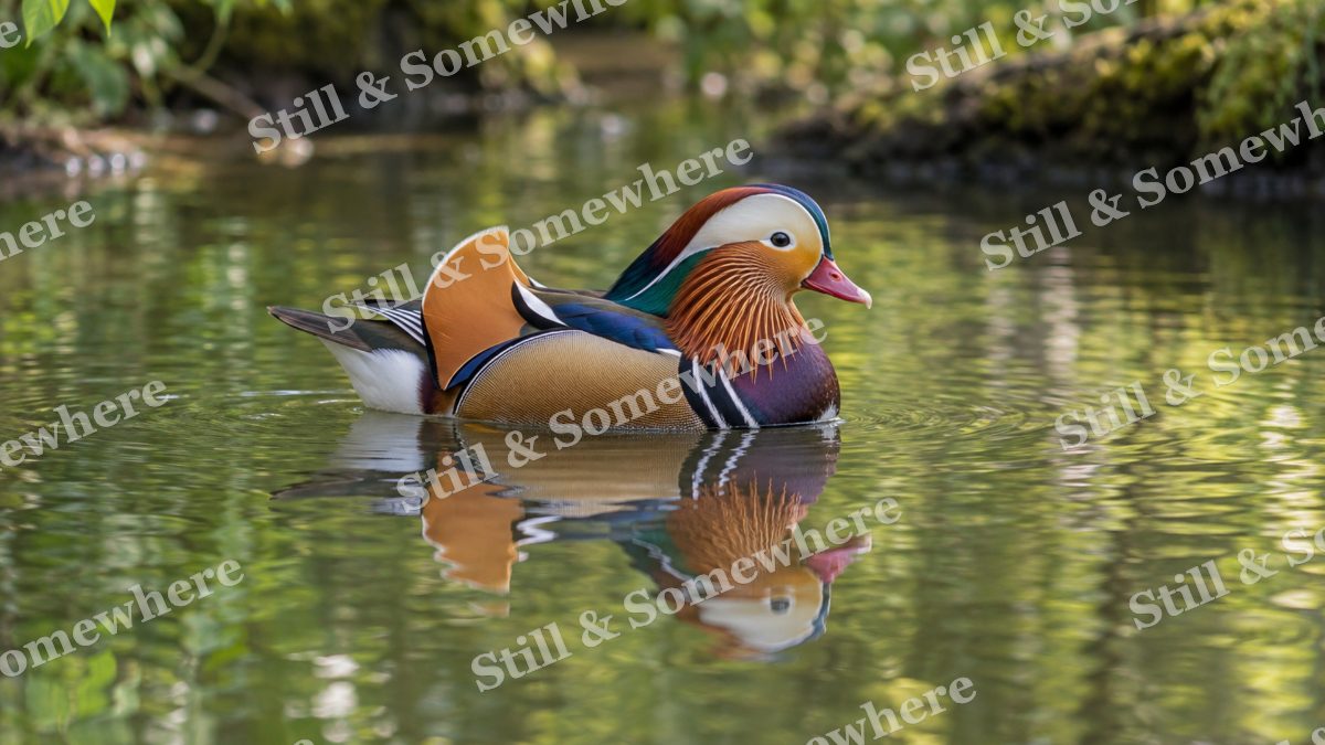 Mandarin Duck Woodland Pond, wildlife artwork preview