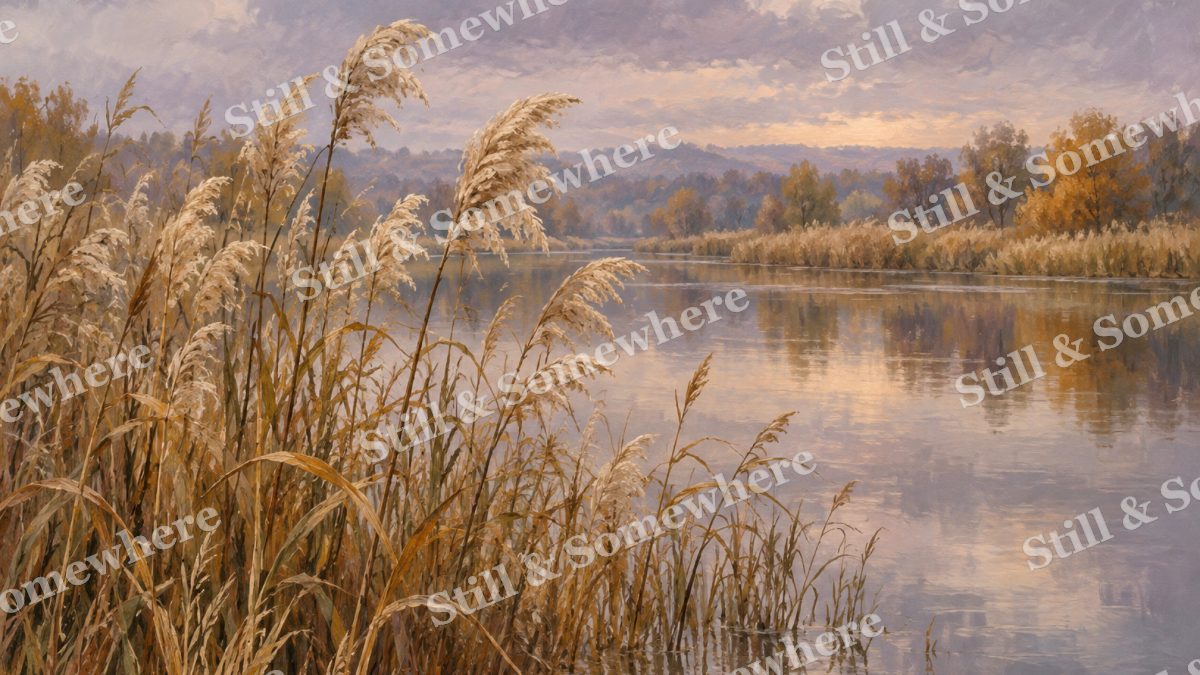Reed Plumes beside Still Water, botanicals artwork preview