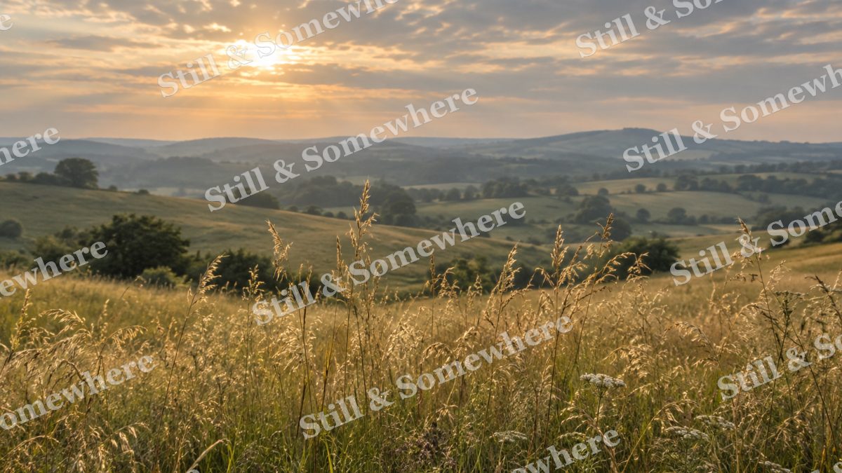 Landscapes Meadow Seedheads in Soft September Light, peaceful landscapes artwork preview