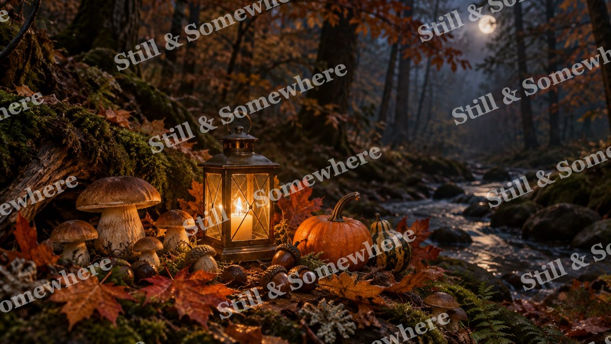 47 Mushrooms Beneath The Lantern, halloween artwork preview