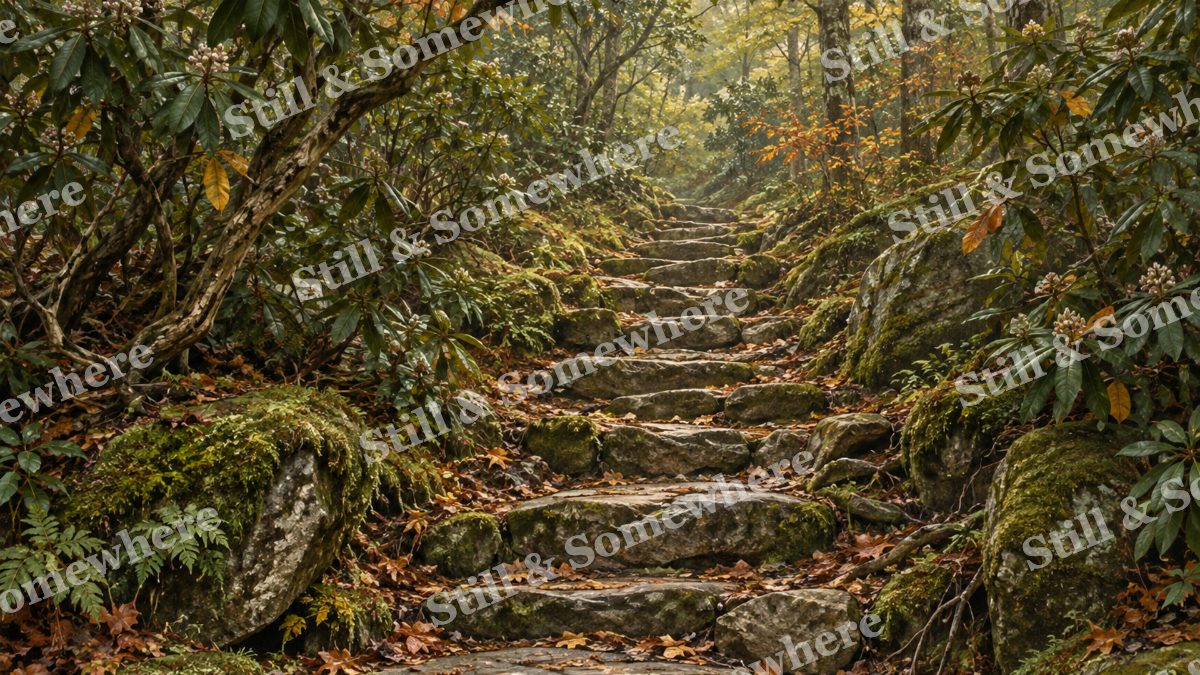 Stone Steps through the Laurel, forests artwork preview