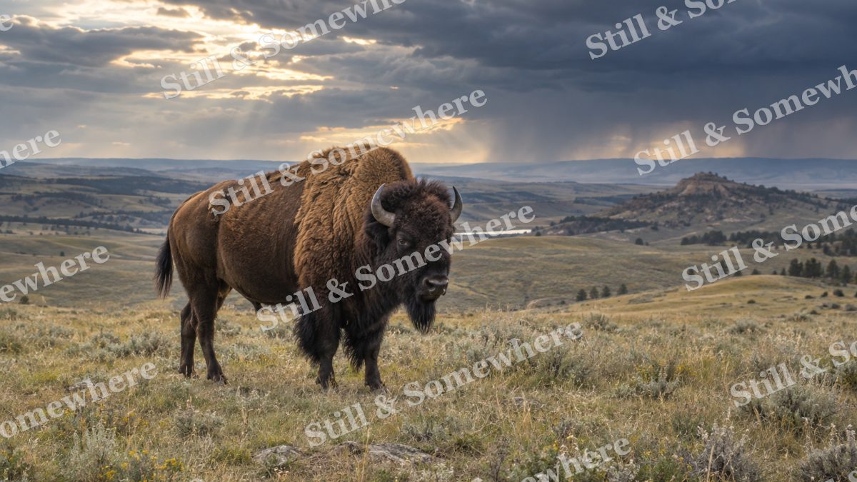 Bison Prairie Storm, wildlife artwork preview