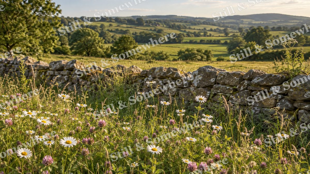 Wildflower Meadow and Old Stone Wall, scenery artwork preview