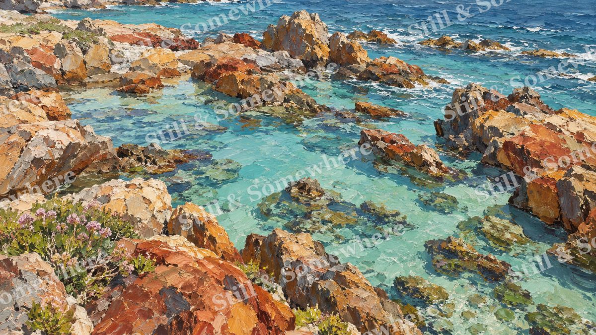 Tidal Pools in Turquoise, paintings artwork preview