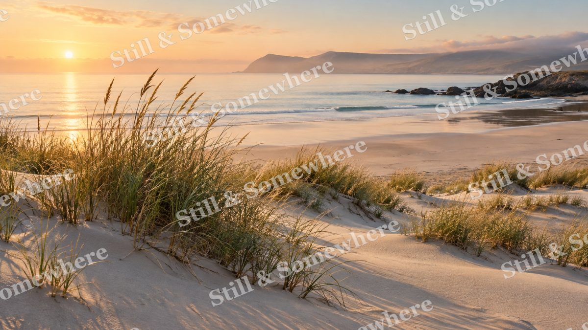 Landscapes Seagrass Shadow on a Sheltered Beach, peaceful landscapes artwork preview
