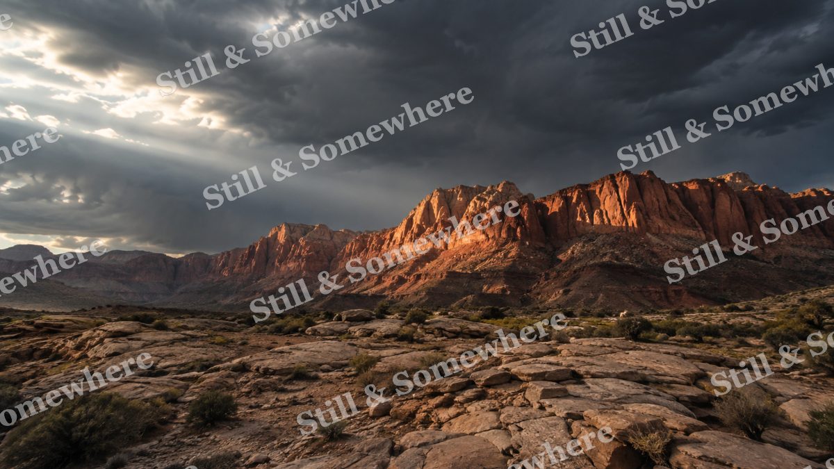 Red Sandstone Thunderclouds, mountains artwork preview