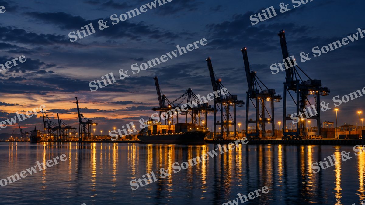 Lights Harbor Cranes at Twilight, city lights artwork preview