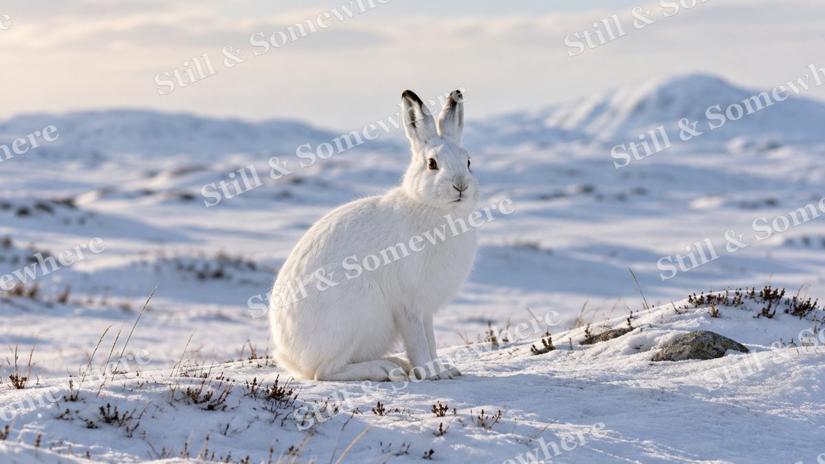 Arctic Hare Snowfield, wildlife artwork preview