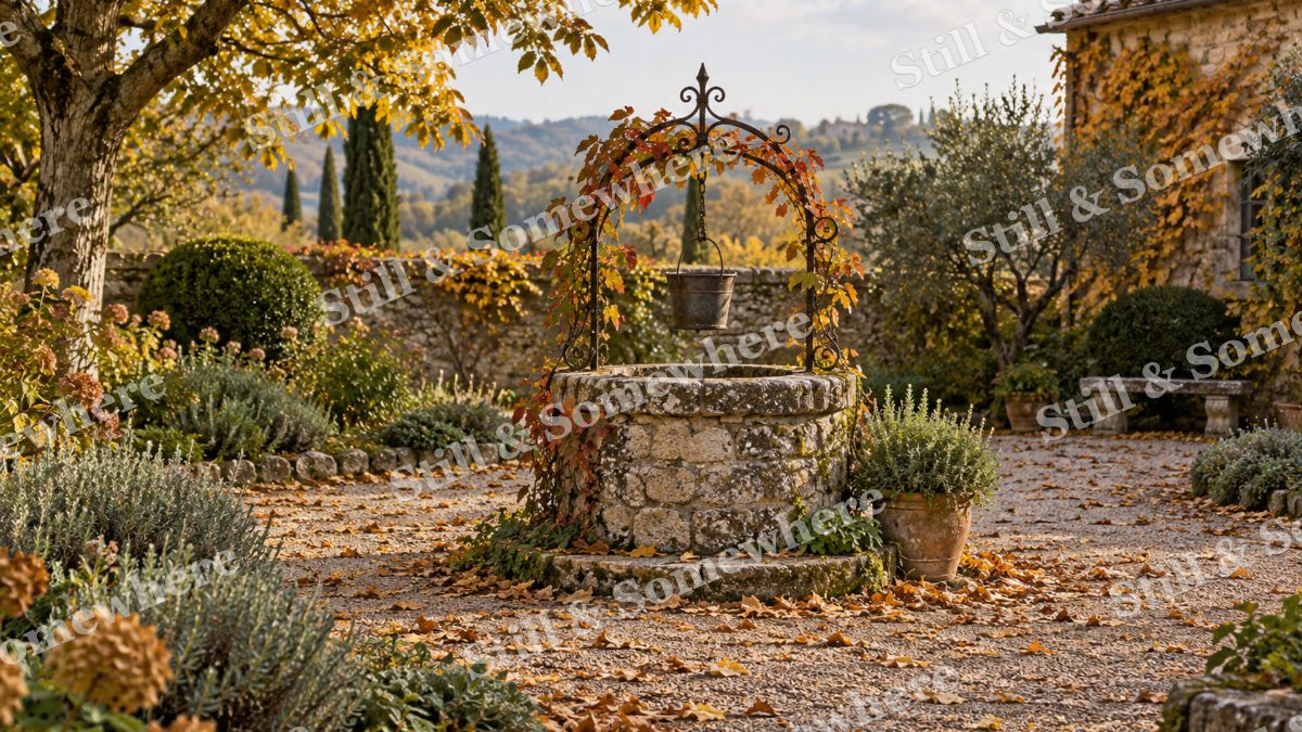 The Garden Well in October, gardens artwork preview
