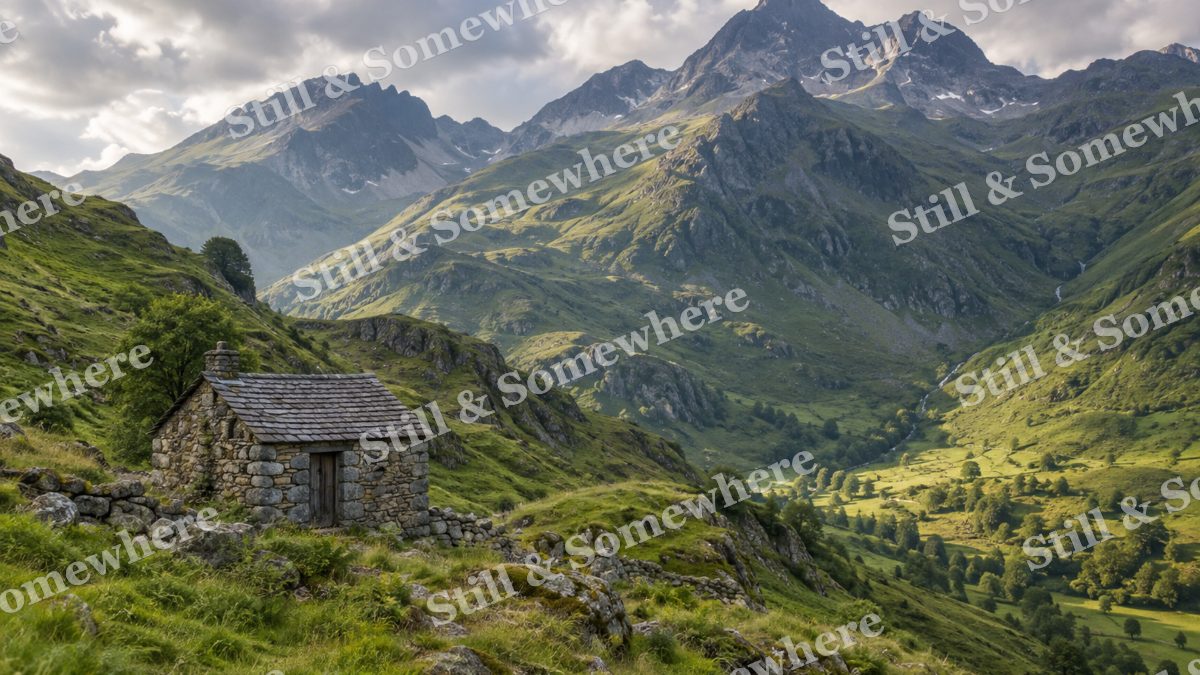 Remote Shepherd Hut, mountains artwork preview