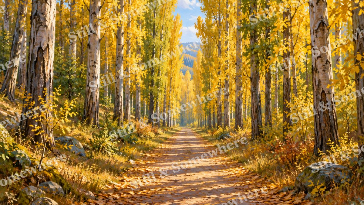 Golden Poplars beside the Trail, forests artwork preview