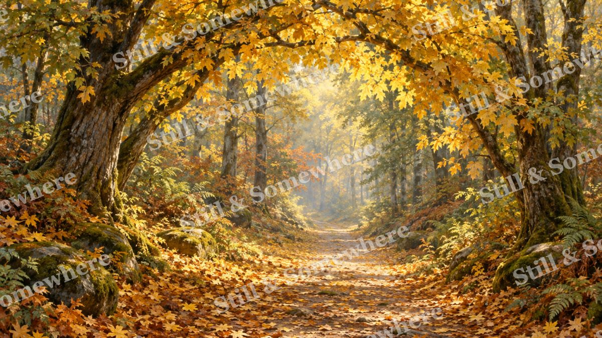Woodland Arch of Golden Leaves, forests artwork preview