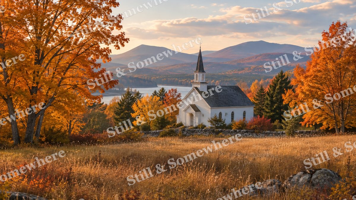 Quiet Country Church in Fall, fall artwork preview