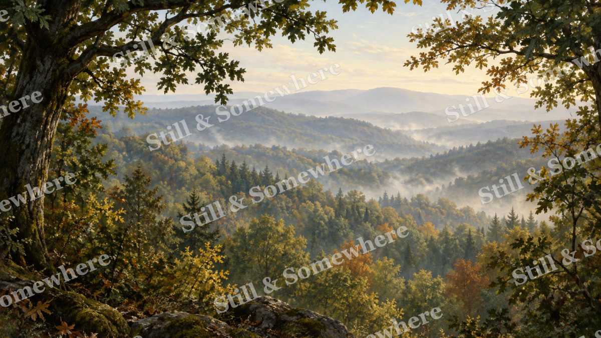 Hazy Hills beyond the Woodland, forests artwork preview