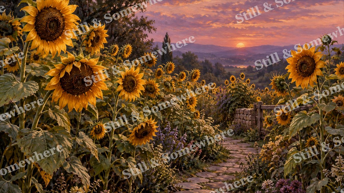 Sunflower Garden at Evening, gardens artwork preview