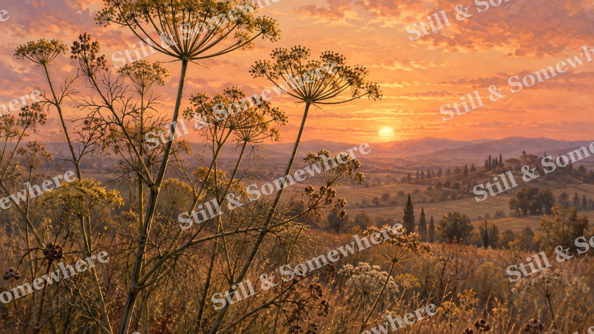 Fennel Umbels at Sunset, botanicals artwork preview