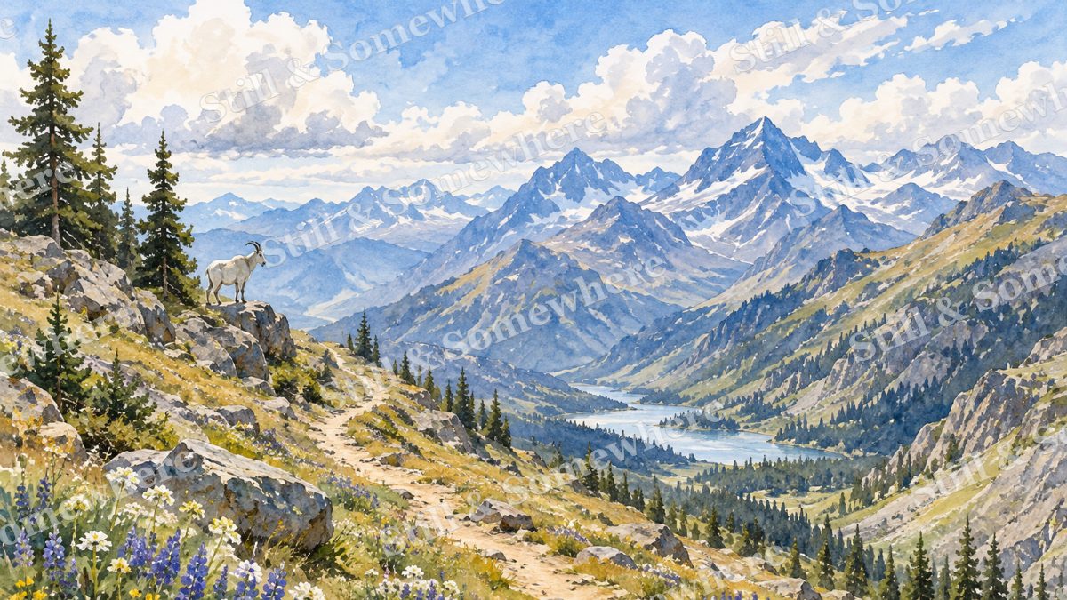 The Azure Mountain Pass, paintings artwork preview