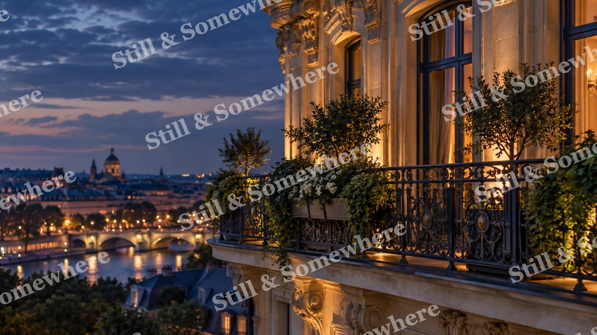 Lights Ornate Hotel Balcony, city lights artwork preview