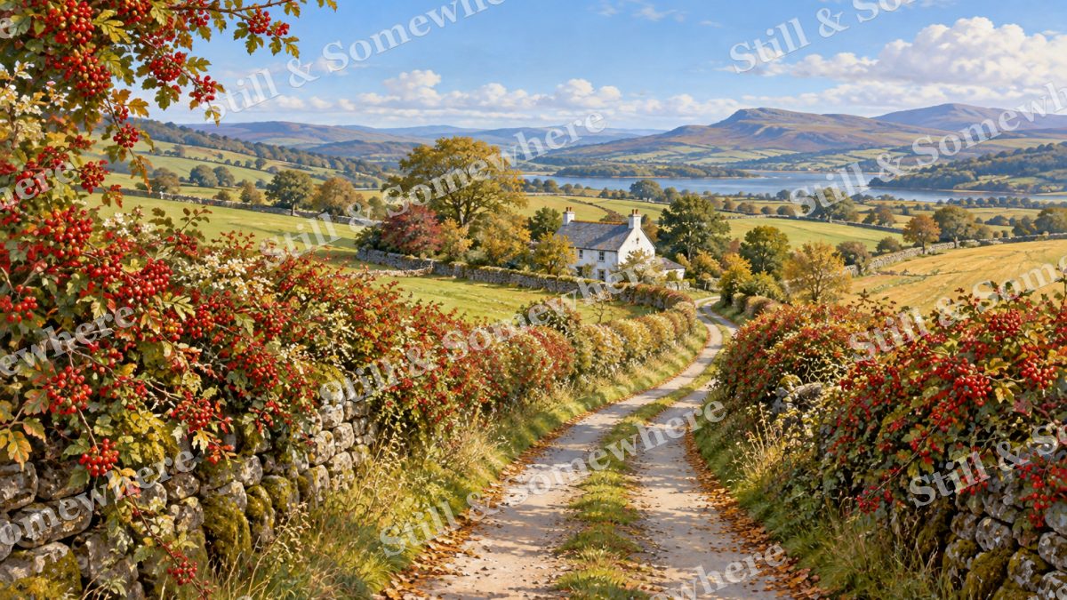 Hawthorn Lane to the Cottage, cottages artwork preview