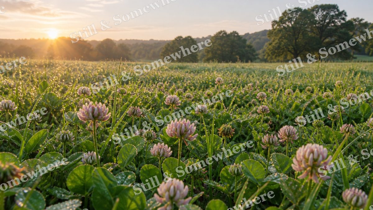 Dewy Clover Field at Sunrise, scenery artwork preview