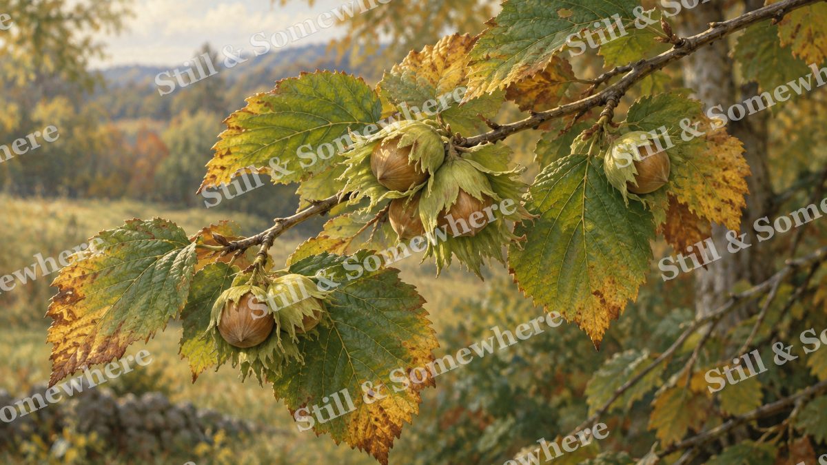 Hazelnut Branch at Harvest, botanicals artwork preview
