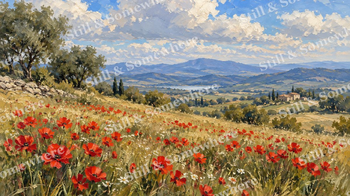 Wild Poppies in the Wind, paintings artwork preview